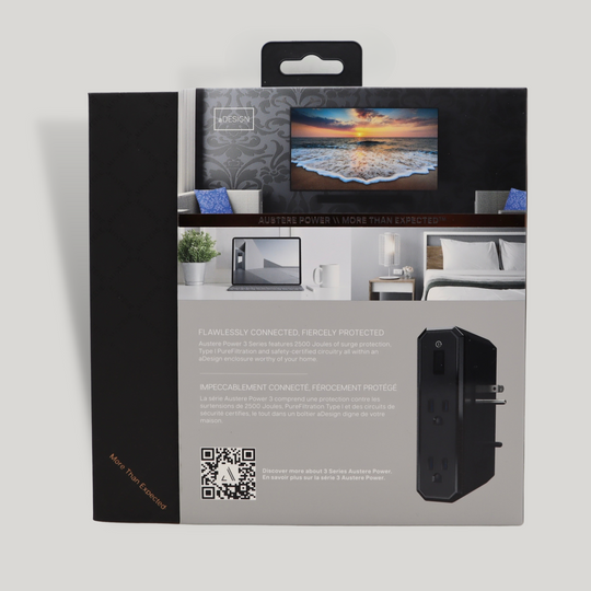 III Series \\ Power 4-Outlet Surge Protector, Graphite Gray