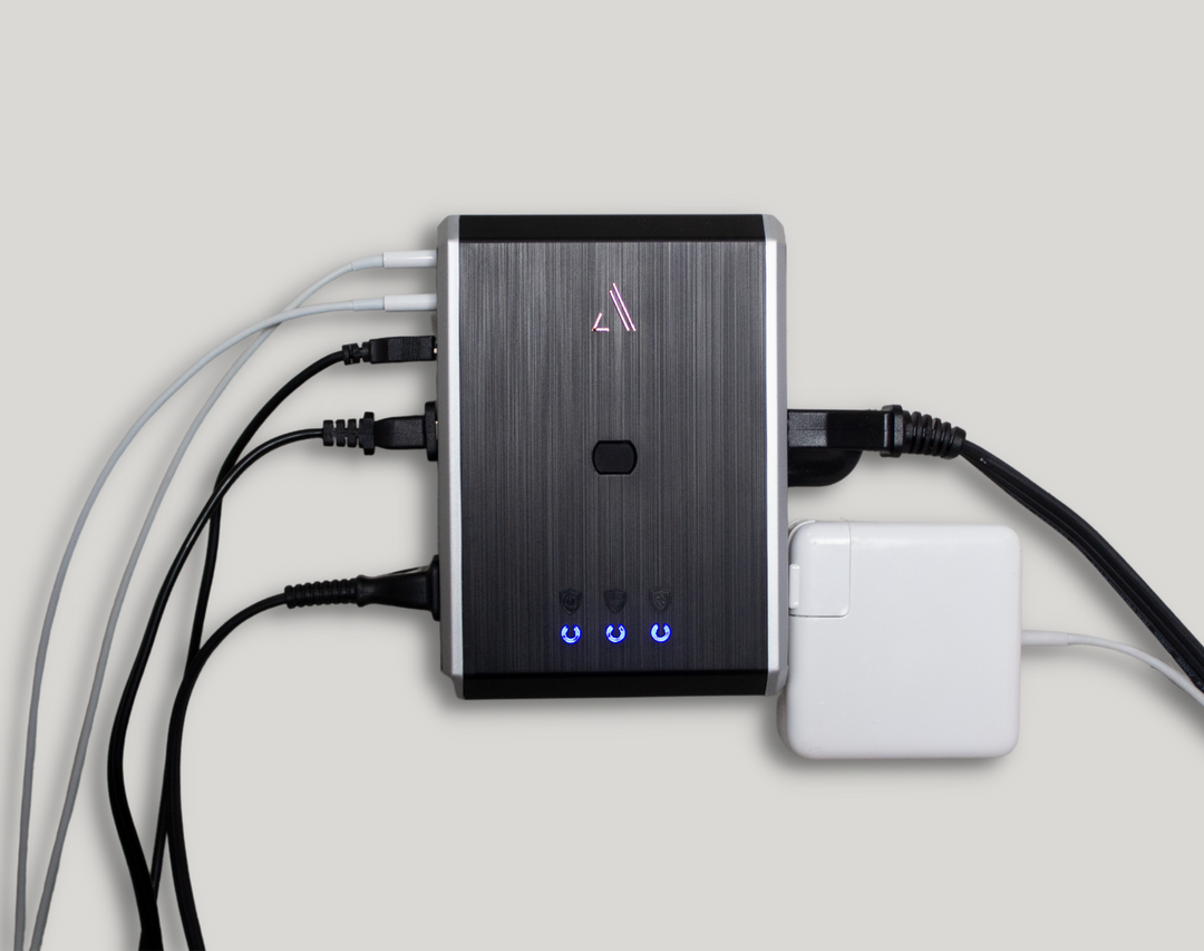 Austere Vll Series 4-Outlet Wall Charger in use