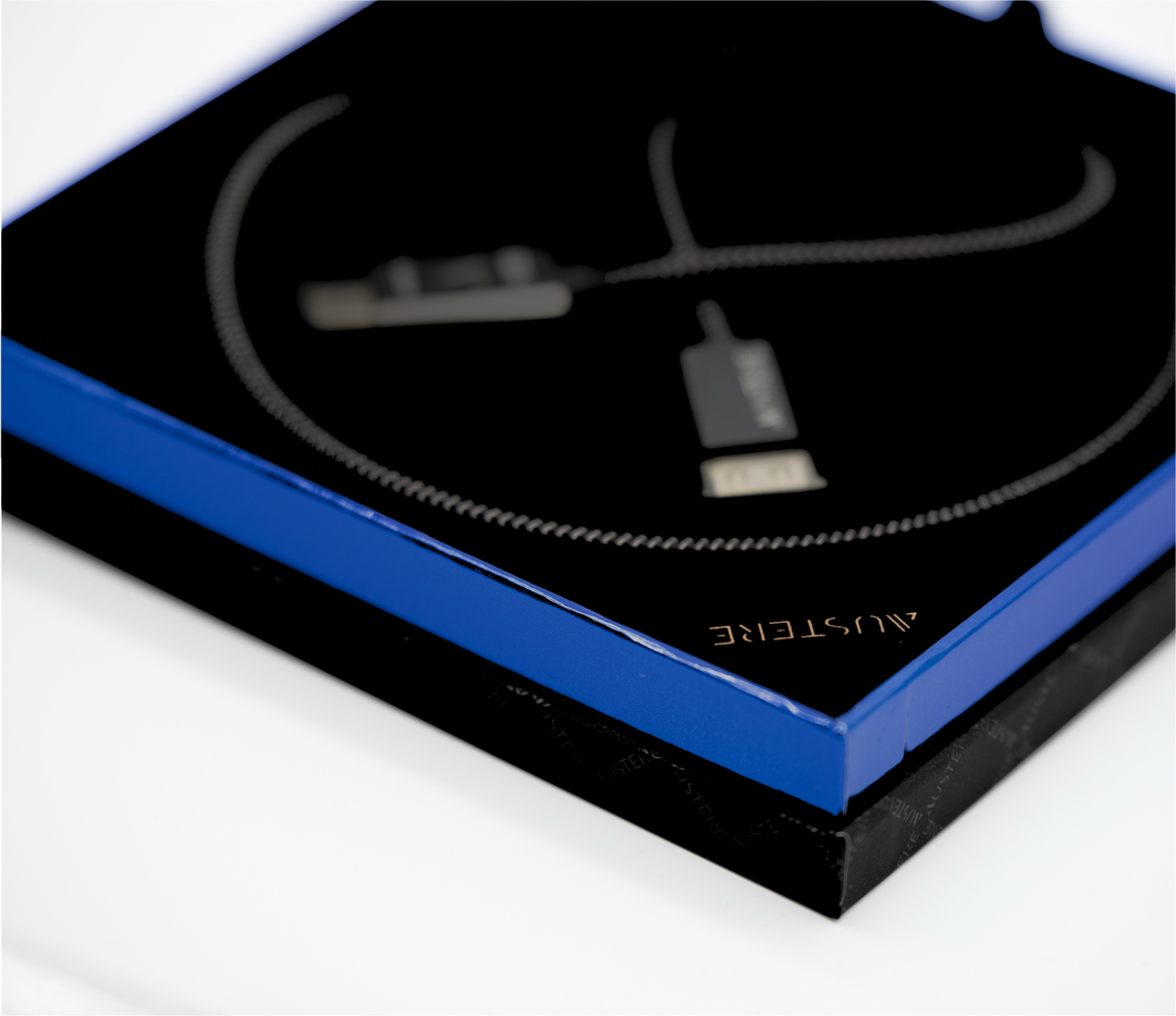 Induction cooktop with blue edge on a white background