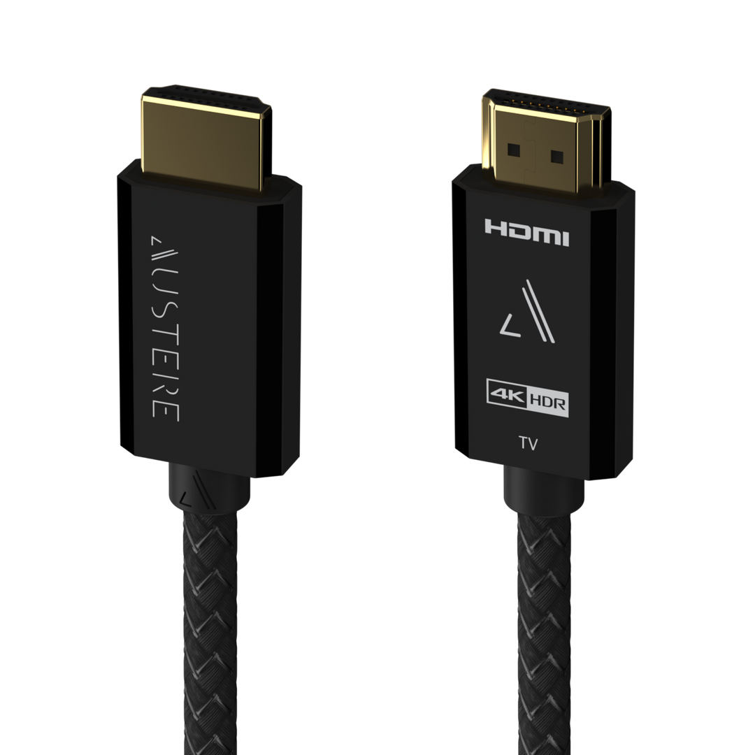 HDMI cable with 'Austere' branding on a white background