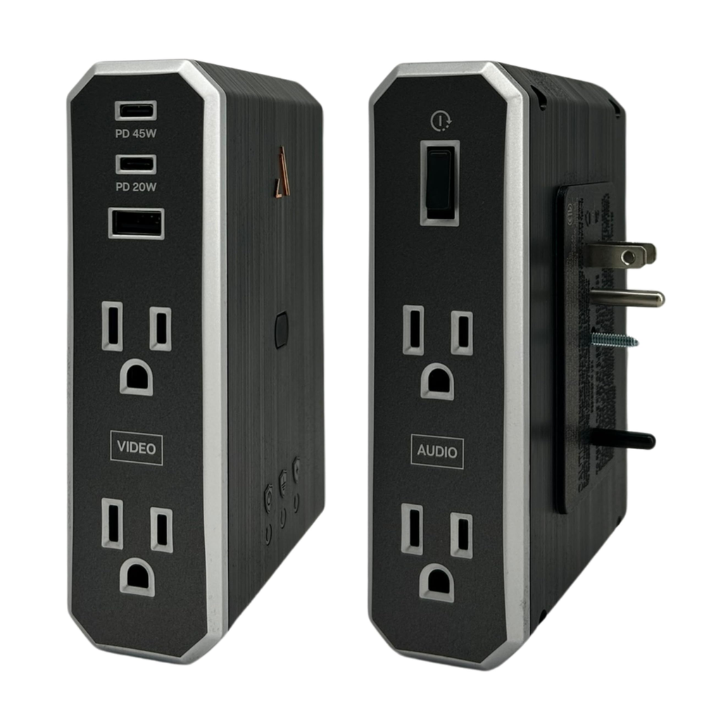 Vll Series \\ 4-Outlets Wall Charger & Surge Protector With Omniport USB, 45W USB-C PD & 20W USB-C PD Ports