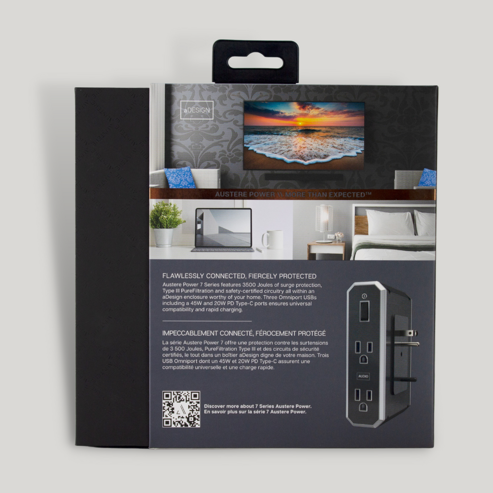 Vll Series \\ Power 4-Outlet With Omniport USB, 45W USB-C PD & 20W USB-C PD Ports